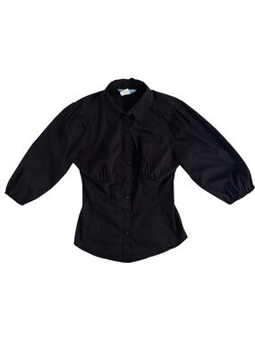 2000’s Guess by Marciano Black Puff-Sleeve Button-Front Shirt